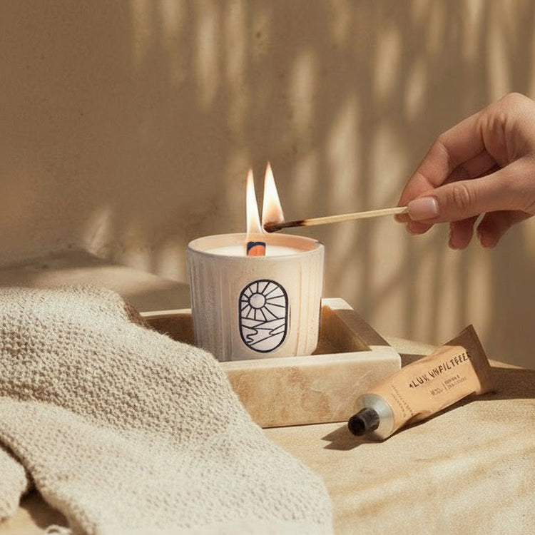 Aegean Collection Hand-Carved Ceramic Soy Wax Candle
