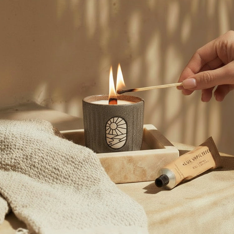 Aegean Collection Hand-Carved Ceramic Soy Wax Candle