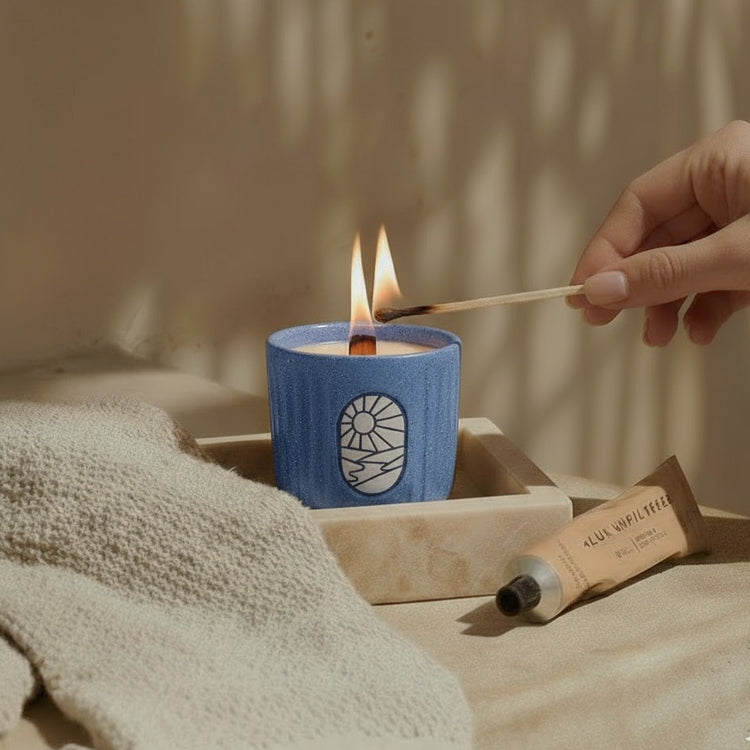 Aegean Collection Hand-Carved Ceramic Soy Wax Candle