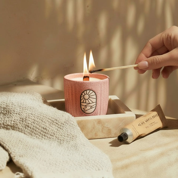 Aegean Collection Hand-Carved Ceramic Soy Wax Candle