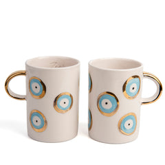 Zeep Naturals | White Ceramic Evil Eye Coffee/Tea Cups | Zeep Naturals brings you handcrafted soaps, organic cotton towels, and artisan kitchen essentials — all inspired by nature. Discover simple, sustainable living with products designed to soothe your senses and your home.