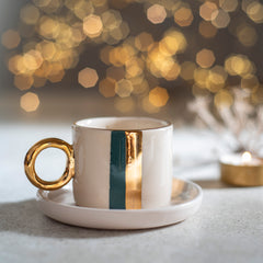 Zeep Naturals | Ceramic Handmade 2-Piece Standart Espresso Cup | Modern Stripe | Zeep Naturals brings you handcrafted soaps, organic cotton towels, and artisan kitchen essentials — all inspired by nature. Discover simple, sustainable living with products designed to soothe your senses and your home.