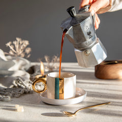 Zeep Naturals | Ceramic Handmade 2-Piece Standart Espresso Cup | Modern Stripe | Zeep Naturals brings you handcrafted soaps, organic cotton towels, and artisan kitchen essentials — all inspired by nature. Discover simple, sustainable living with products designed to soothe your senses and your home.