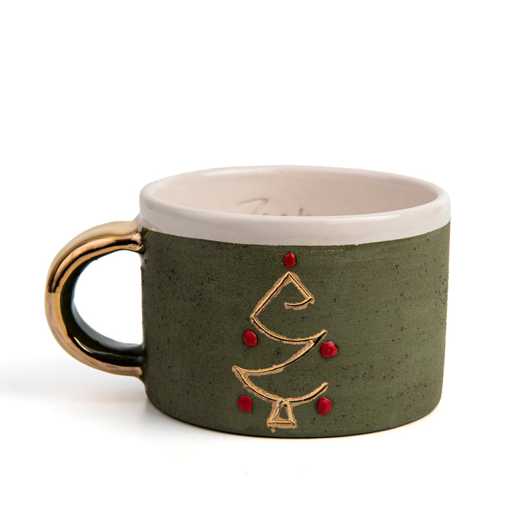 Zeep Naturals | Stoneware Handmade Americano Cups Green Christmas | Catskills-inspired artisan natural soaps, luxurious Turkish towels, bathrobes, throws, and bedding. Discover handmade coffee cups, milk dispensers, and olive wood kitchen utensils—crafted with care for your home