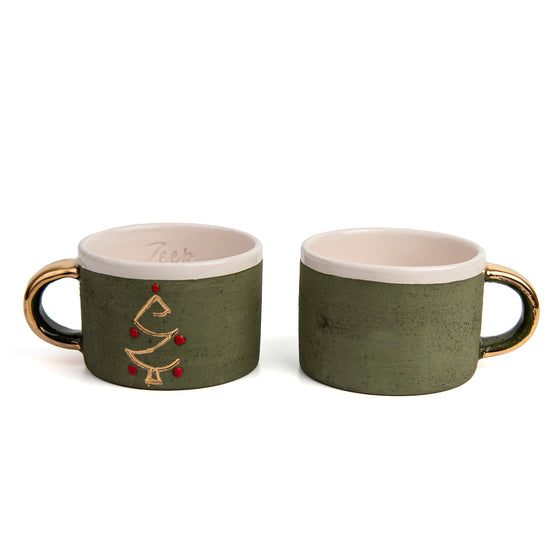 Zeep Naturals | Stoneware Handmade Americano Cups Green Christmas | Catskills-inspired artisan natural soaps, luxurious Turkish towels, bathrobes, throws, and bedding. Discover handmade coffee cups, milk dispensers, and olive wood kitchen utensils—crafted with care for your home