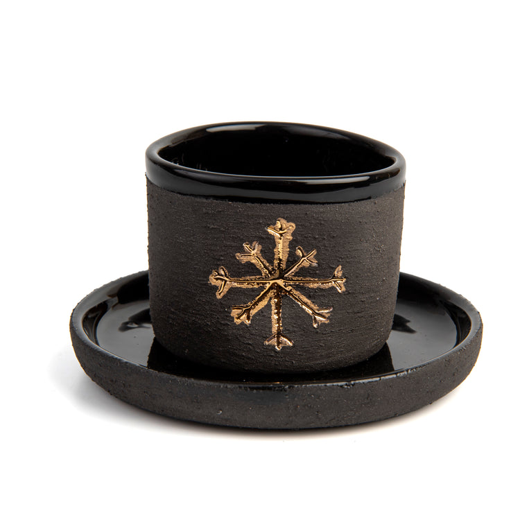 Zeep Naturals | Stoneware Handmade 2-Piece Espresso Cups Snowflake | Catskills-inspired artisan natural soaps, luxurious Turkish towels, bathrobes, throws, and bedding. Discover handmade coffee cups, milk dispensers, and olive wood kitchen utensils—crafted with care for your home