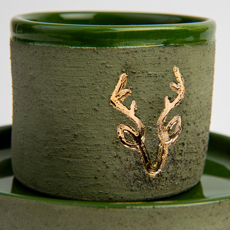 Zeep Naturals | Stoneware Handmade 2-Piece Espresso Cups Deer | Catskills-inspired artisan natural soaps, luxurious Turkish towels, bathrobes, throws, and bedding. Discover handmade coffee cups, milk dispensers, and olive wood kitchen utensils—crafted with care for your home