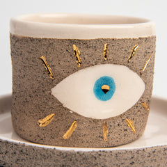 Zeep Naturals | Stoneware Handmade 2-Piece Espresso Cup | Charming Eye | Zeep Naturals brings you handcrafted soaps, organic cotton towels, and artisan kitchen essentials — all inspired by nature. Discover simple, sustainable living with products designed to soothe your senses and your home.