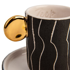 Zeep Naturals | Stoneware Handmade 2-Piece Slim Espresso Cup | Irregular Stripes | Zeep Naturals brings you handcrafted soaps, organic cotton towels, and artisan kitchen essentials — all inspired by nature. Discover simple, sustainable living with products designed to soothe your senses and your home.