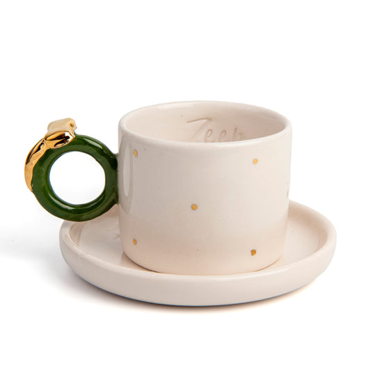 Zeep Naturals | Ceramic Handmade 2-Piece Standart Espresso Cup | Ribbon Ribbon | Zeep Naturals brings you handcrafted soaps, organic cotton towels, and artisan kitchen essentials — all inspired by nature. Discover simple, sustainable living with products designed to soothe your senses and your home.